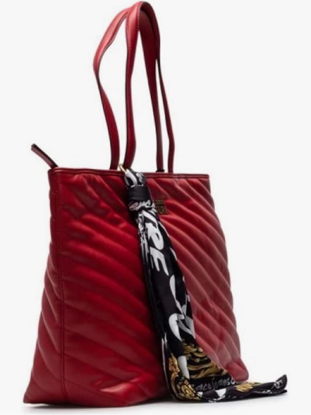 Versace Jeans Collection Crimson Quilted Tote with Printed Scarf - Picture 2 of 4
